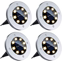 Dersoy Luces Solares LED Exterior Jardin 4 pcs- IP65 a prueba de agua Luces Solar de Tierra Lámparas con 8 LED Luz solar…